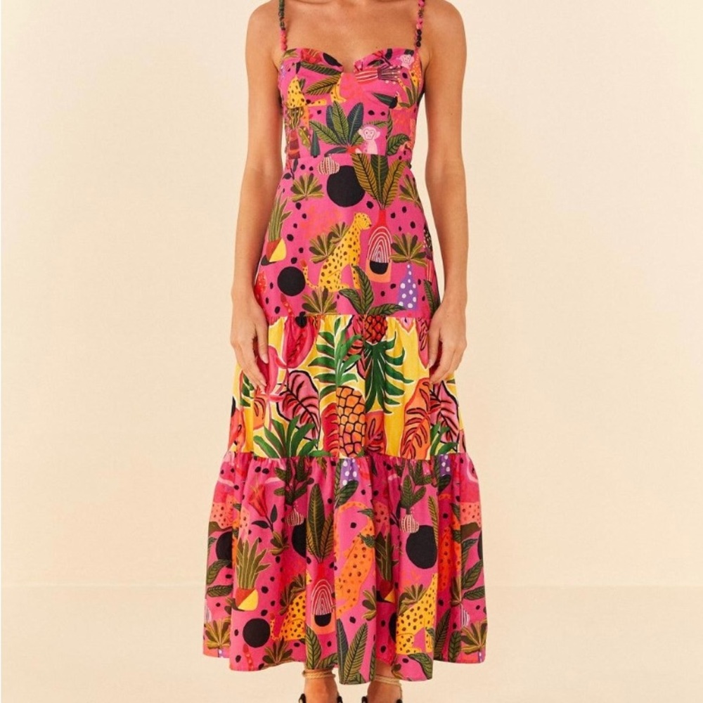 Farm Rio Pop Leopards Mixed Dress size M NWT